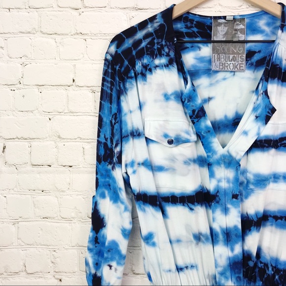 You Fabulous and Broke Blue TieDye Romper - Picture 8 of 8